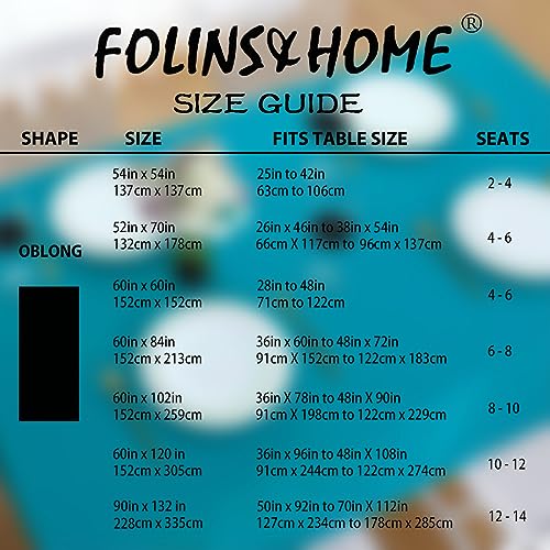 Image of FOLINS&HOME Teal Rectangle Tablecloth, 60 x 84 Inch Waterproof Table Cloth | Turquoise Wrinkle Free Polyester Rectangular Table Cloths, Spillproof Heavy Duty and Washable Table Cover for Party, Banquet