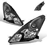 SPPC Headlights Black Assembly Set for Toyota Celica - (Pair) Driver Left and Passenger Right Side Replacement Headlamp