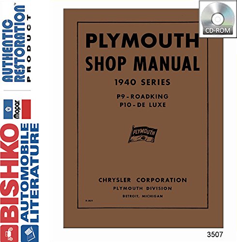 bishko automotive literature 1940 Plymouth Deluxe Roadking Shop Service Repair Manual CD Engine Electrical