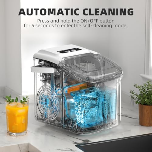 Image of Antarctic Star Countertop Ice Maker, Portable Ice Machine with Carry Handle, 26.5Lbs /24H, 2 Sizes Bullet Ice, 8Cubes in 6 Mins Office /Kitchen /Bar White