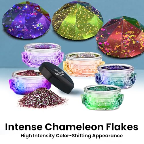 BALTIC DAY - 6 Chameleon Flakes - Chameleon Flakes for Resin - Color Shift Mica Pigment Powder for Epoxy Resin - Chrome Flakes for Tumblers, Molds, Nail Art, Eyeshadow, Makeup – Nr2