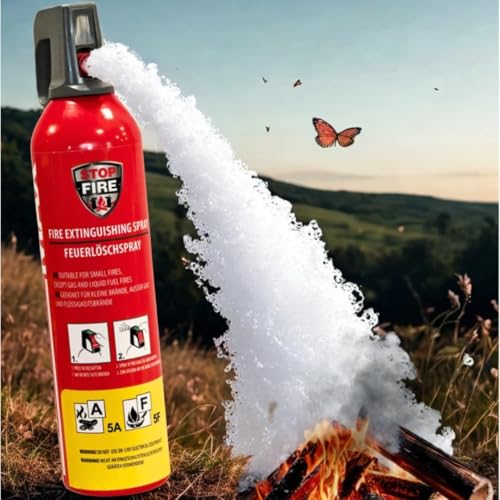 notlok Safety Work - 2X 750g Feuerlöschspray ohne Fluor | Hautfreundlicher Feuerlöscher Schaum für Brände A F & E bis 1000 V | Mini Feuerlöscher Auto - Feuerlöscher Haushalt, Auto Feuerlöscher Klein