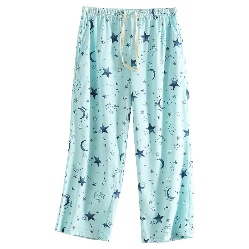 PNAEONG 3 Pack Women Pajama Pants Capri Length Drawstring Pj Bottoms Sleep Lounge Pants with Pockets S-3XL3
