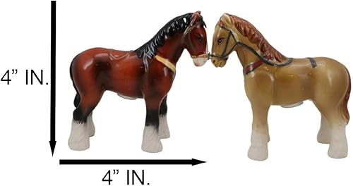 Miniatura 8 de Ebros Gift Western Clydesdale - Juego de salero y pimentero de caballo Scotland Sabino, figuras de cerámica de 4 pulgadas de alto, coleccionables,