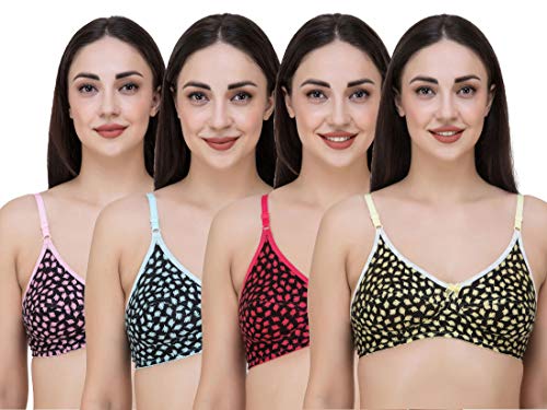 Image of Fasense Women's Cotton Leaf Print Medium Coverage Wire Free Non Padded Bra