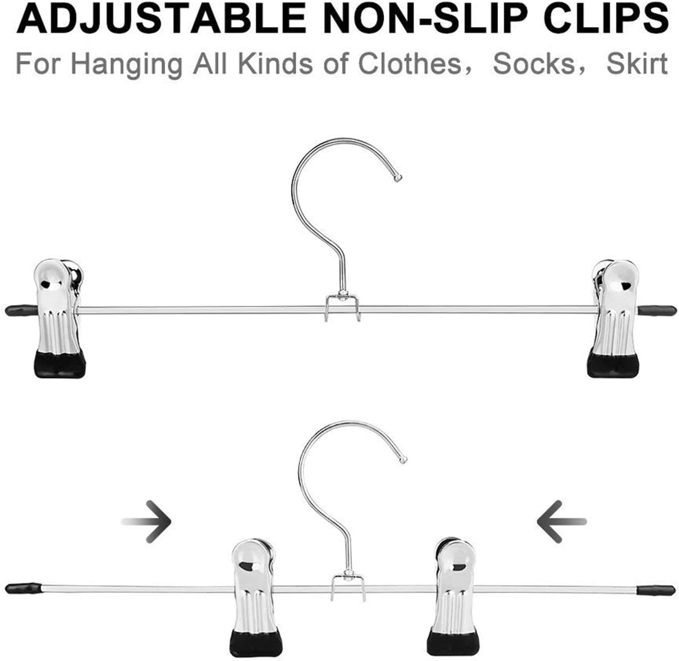 Airer 20Pack Pants Hangers, Skirt Hangers with Adjustable Clips, Metal Trouser Clip Hangers, Ultra Thin Space Saving Hangers for Skirt Jeans Clothes Airer Outdoor