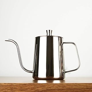 OQHAIR Hervidor de café Cafetera Hecha a Mano con Boca Delgada Cafetera doméstica de Acero Inoxidable 304 Hervidores para Estufa (Color: Blanco, tamaño: 300 ml) (Plata 600 ml)