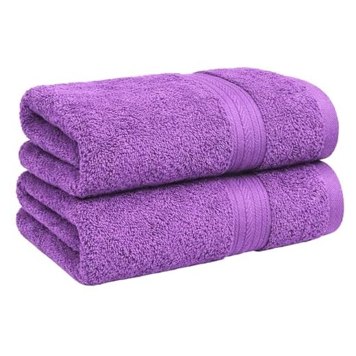 Ample Decor Hand Towel Pack of 2 600 GSM 100% Cotton - Oeko Tex Certified Soft Absorbent Thick Premium Quality, Machine Washable, for Hotel, Bathroom, Spa, Daily Use, Gym - Purple - 18 X 28 Inch