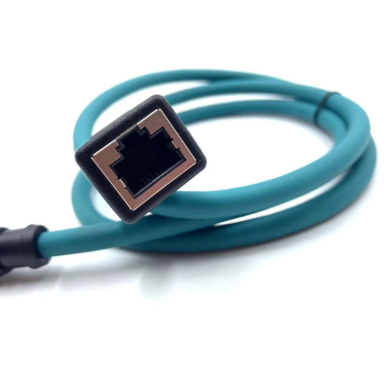 3.28ft M12 8 Pin to RJ45 Industrial Ethernet Cable, M12 8 Pin X Code Female to RJ45 Female Connector Cable High Flex Cat6 Shielded Field Wireable Cable Assembly for Automation Application (5Meter)
