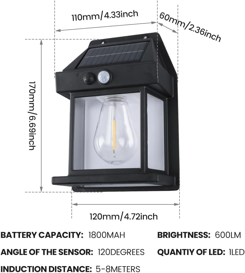 Miniatura 8 de 4 luces solares para valla, sensor de movimiento, luz al aire libre, 3 modos de iluminación, lámpara de porche del atardecer al amanecer,