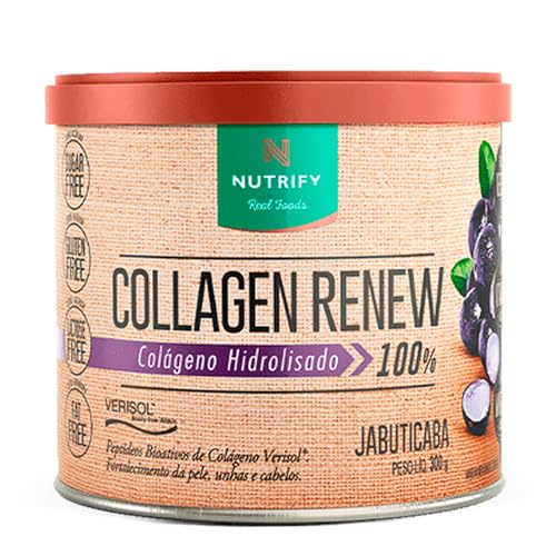 Nutrify Collagen Renew - Colágeno Hidrolisado em Pó - Sabor Jabuticaba - 300g - Sem Glúten, Sem Açúcar e Sem Lactose
