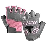 Mecmbj Fahrradhandschuhe Kinder, rutschfeste, Atmungsaktive, Unisex Fingerlose Handschuhe, Schutzpalmen, Kinder Sporthandschuhe für Radfahren, Eislauf, Roller, und Sportarten Im Freien(Rosa)