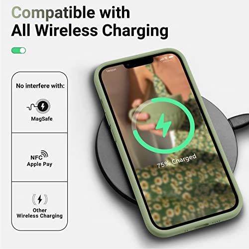 Aotesier Shockproof Designed For Iphone 12 Mini Case, Liquid Silicone Phone Case With [Soft Anti-Scratch Microfiber Lining] Drop Protection 5.4 Inch Slim Thin Cover, Tea Green #TOP6