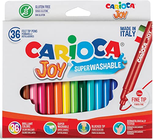Carioca 40237/B Caja de rotuladores con tinta lavable, punta fina sintética, 36 unidades, multicolor, 36 rotuladores