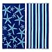 Confezione da 2 teli mare in peluche Maui Star Fish & Stripes stampati, 100% cotone nautico teli mare, grandi teli da piscina, collezione Maui (76,2 x 152,4 cm)