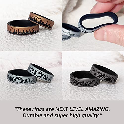 Knot Theory Trinity, Celtic, Claddagh Silicone Ring for Men and Women - Silicone Wedding Band for Sports Activities, Breathable Comfort Fit 6mm Bandwidth4