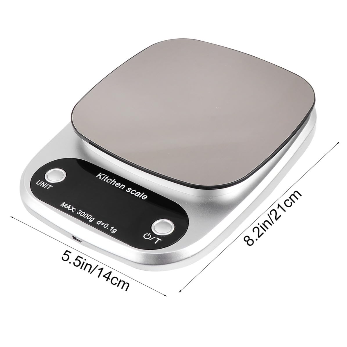 Báscula Portátil Recargable Digital Inoxidable Cocina G de de Acero 3 Kg/0,1 Pantalla Lcd para Uso en Cocina y Repostería