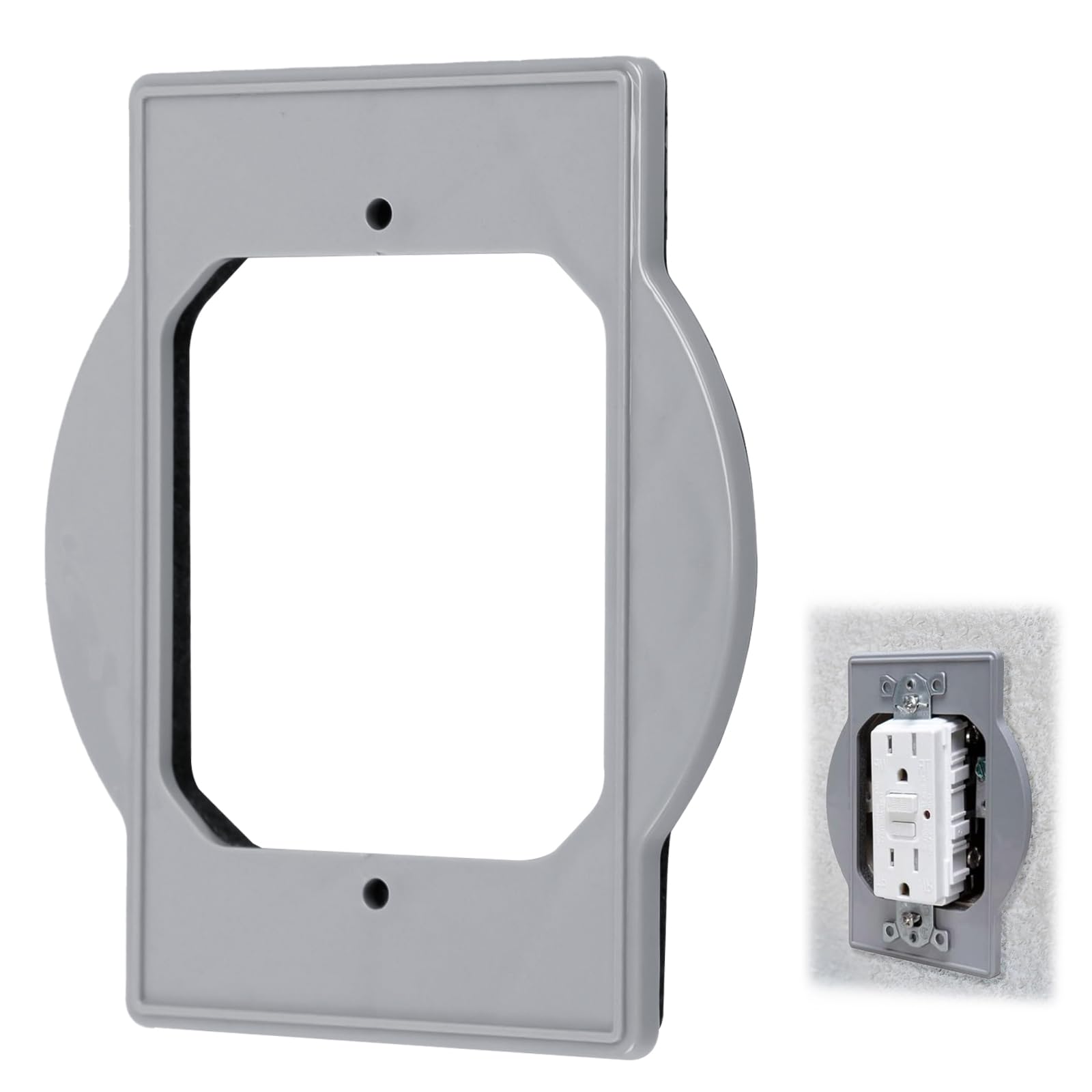 PRBA400G Adaptador de caja redonda de plástico compatible con TayMac, resistente a la intemperie, caja redonda de una sola banda para instalaciones eléctricas al aire libre, gris