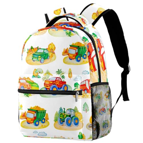 Sac à dos multicolore de 29.4x20x40cm avec motifs ludiques de voitures de sport