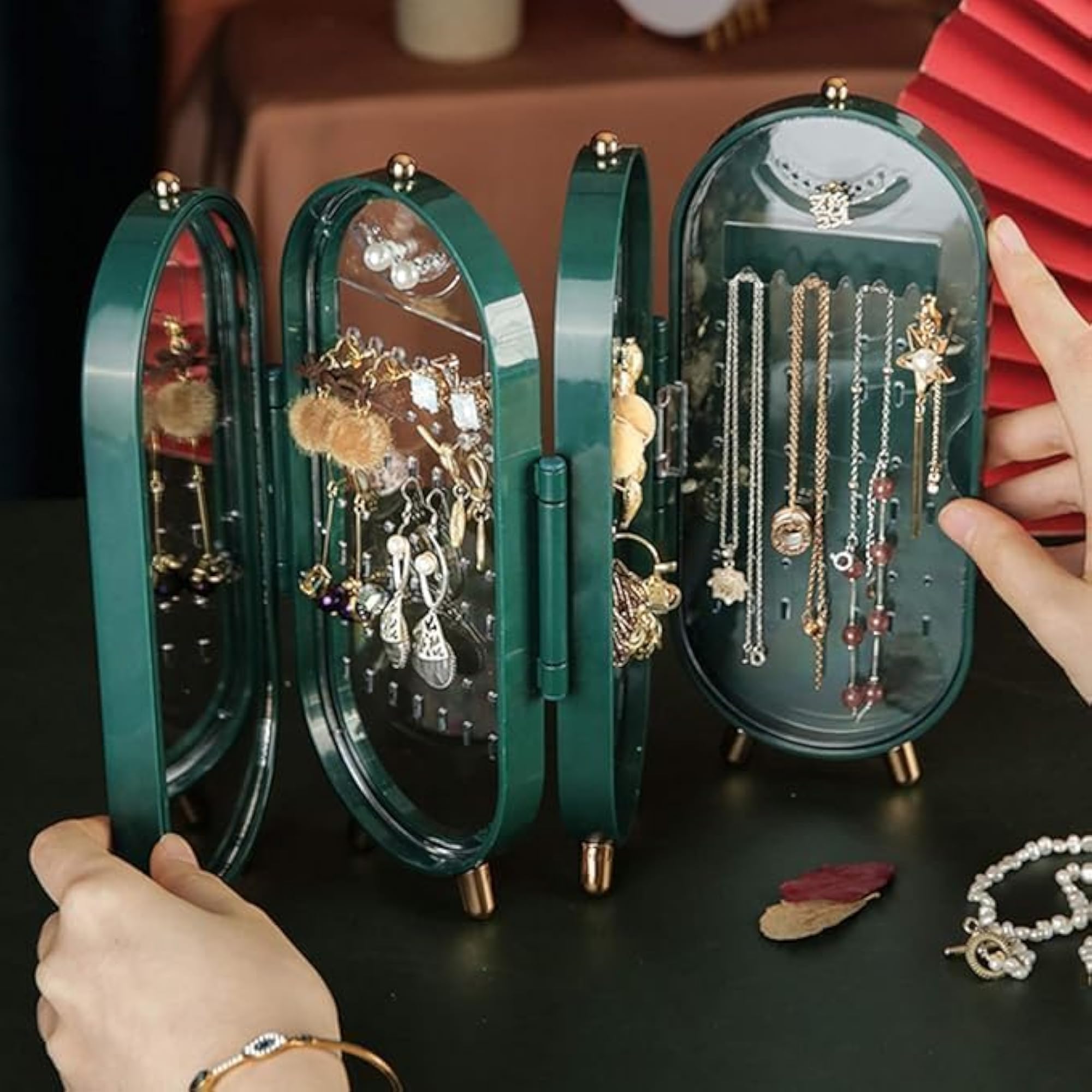 Foldable Jewelry Boxes Display Organizer, Travel Case