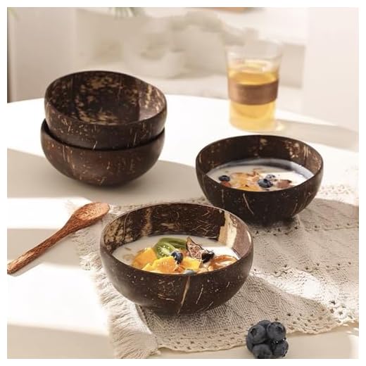 1-Piece Coconut Kitchen Bowls 100% Natural Reusable Handmade - For Hot and Cold Foods, Coconut Smoothie Bowls for Smoothies and Salads, Kitchen Decorations- Eco Friendly