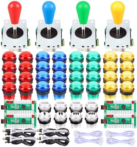 Amazon.com: Fosiya 4 Player LED Arcade Kit Ellipse Oval Style Joystick ...