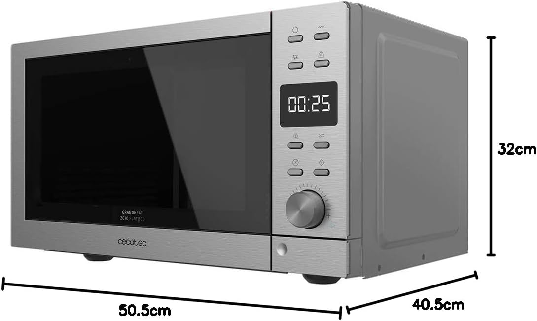 Dimensions of the Cecotec GrandHeat 2300 Flatbed Touch Microwave Oven