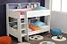 Produktbild prisot 90x200 Kinder Etagenbett Doppelstockbett Weiß Rückwand Blau und Pink Drehbar