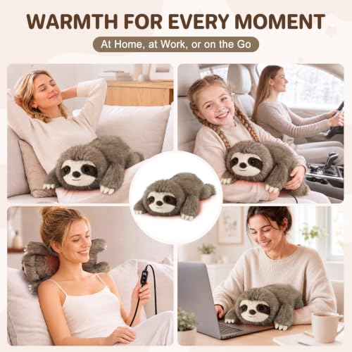 Image of Sloth Heating Pad for Period Cramps USB Power Heated Plush Stuffed Animal