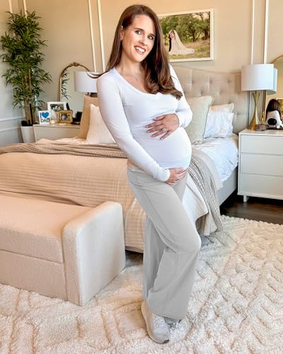 Image of G4Free Women's Maternity BareFeel Wide Leg Yoga Pants | Bump-Friendly Coverage,Wide Leg Design,Lycra Blend,Extremely Soft,Skin-like Touch,for Work Casual Wear