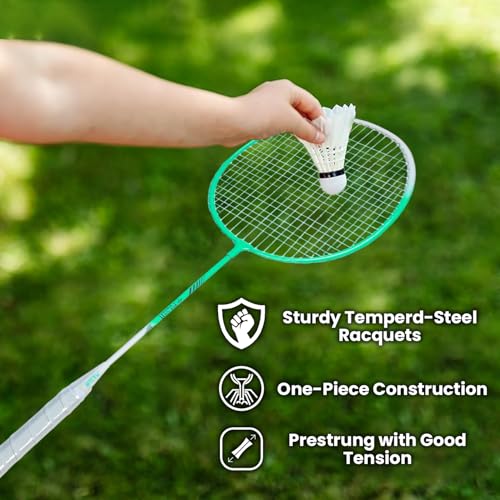 Image of PulseITSmash Badminton Racket- for Men & Women. Lightweight Aluminum Frame with High Tension Strings. Indoor /Outdoor Badminton Racquet for Training, Power Play & Control. (Green)
