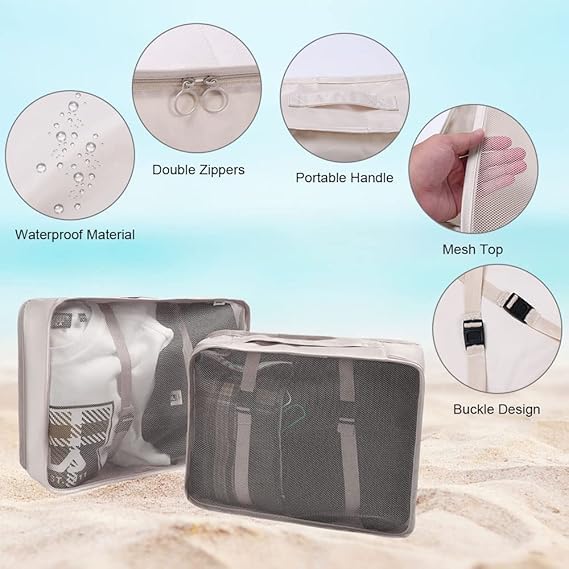 Image of OSDUE | 7 In 1 Polyester Suitcase Organizer | Travel Cube System, Separators Travel Pouches, Travel Organizer, Clothing, Underwear, Footwear, Cosmetics, Socks |Organizers Sacks Storage Suitcase Set
