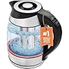 Chefman electric kettle with temperature control 5 presets led indicator lights removable tea infuser glass tea kettle hot water boiler 360 swivel base bpa free stainless steel 18 liters  urban country home decor
