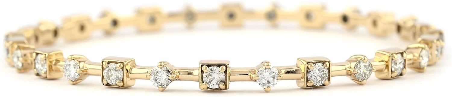 Natural SI Clatity G-H Color Diamond Pave Solid 18K Yellow Gold Minimalist Station Bangle Bracelet Jewelry