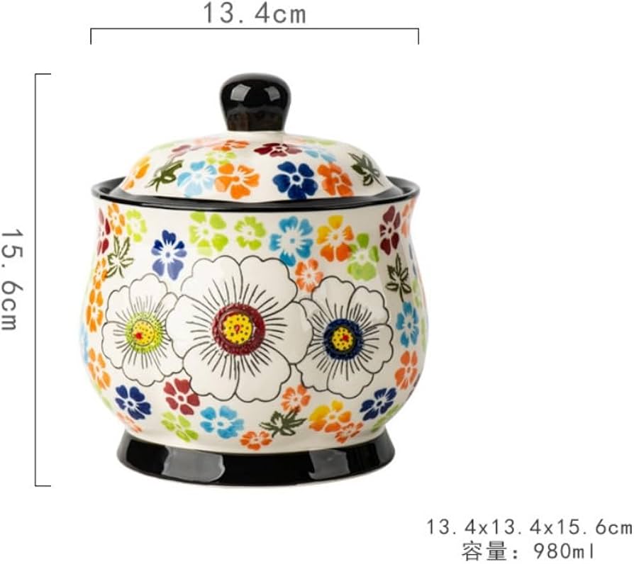 Amazon｜Aeroorフローラルセラミッククッキージャー 密閉蓋付き 密封瓶