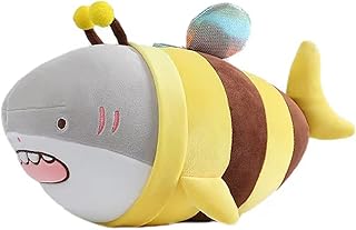 MUIGA Cute Yellow Bee Shark Plush Bumblebee Shark Stuffed Ocean Toy Anime Lifelike Shark Dolls Plushie Kawaii Honeybee Shark Hugging Pillow Gifts Plush Toy Cute Appease Doll Stuffed Animals(11")