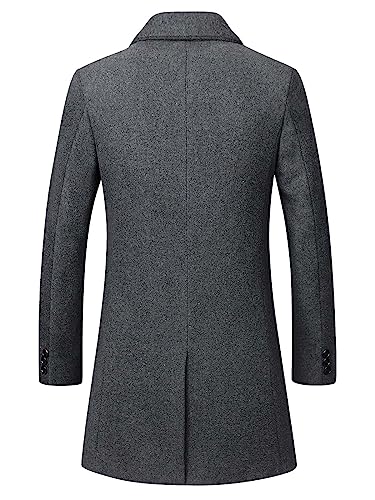 Men's Winter Coat Trench Overcoat Wool Blend Casual Single Breasted Mid-Long Pea Top Jacket2