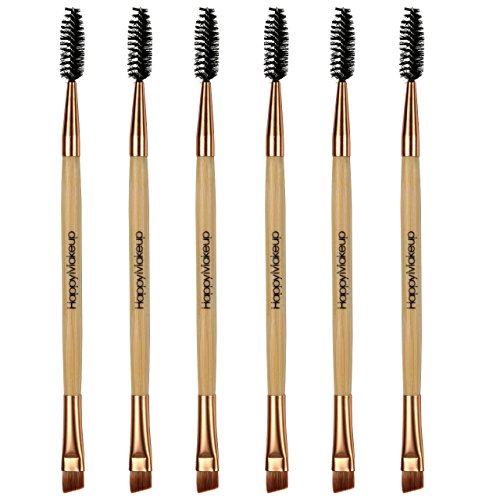 CCbeauty 6-Packs Double Ended Spoolie and Angled Eyebrow Brushes Set Makup Eyebrow Kit and Eyebrow Comb for Application of Brow Powders Waxes Gels and Blends (#3)