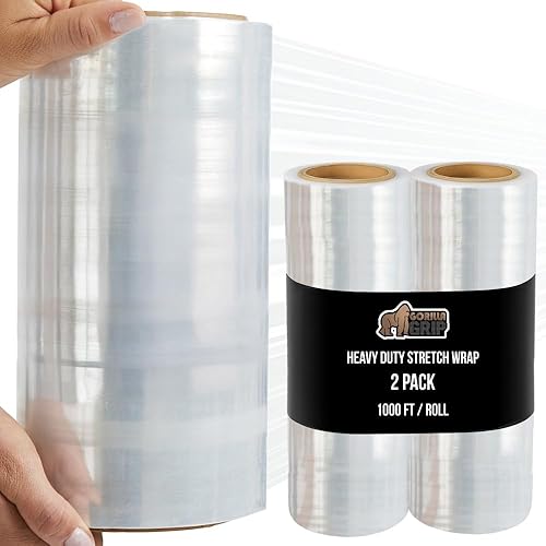 Miniatura 29 de GORILLA GRIP Película elástica 500% de plástico resistente, rollo retráctil de 1200 pies, resistente a pinchazos, resistencia industrial para envío