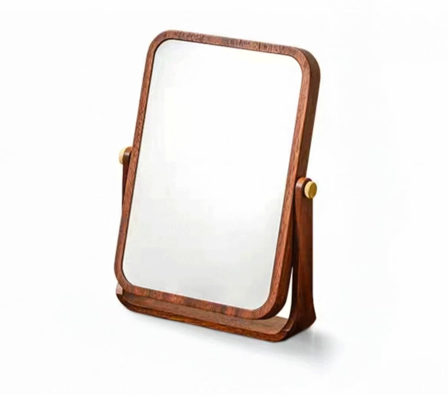 MGEMJMJ Vintage Wood Table Vanity Makeup Mirror 360 Degree Rotatable