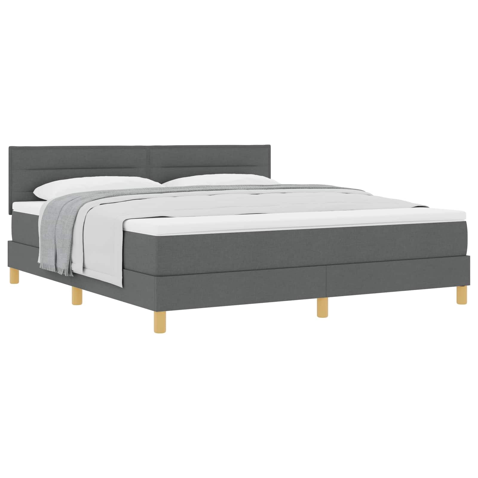 vidaXL Letto a Molle con Cuscino Grigio Scuro 180 x 200 cm Tessuto, Mobili Moderni per Camera, Letto Rettangolare, Testiera Regolabile, Materasso in Schiuma Comodo e Chic