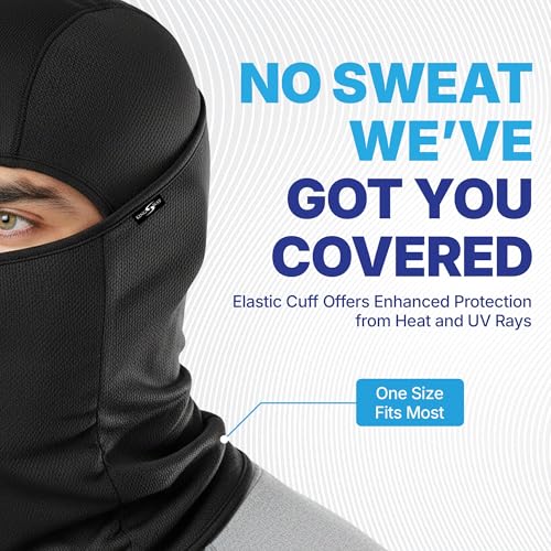Image of Kingsway Balaclava Face Mask for Bikers - UPF 50+ UV & Dust Protection | Full Face Mask for Men & Women | Premium Riceknit Helmet Liner