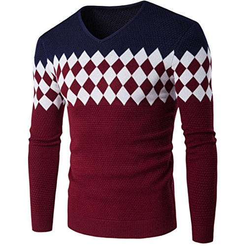 Suéter de hombre Invierno Manga larga Suéter casual Jersey de punto caliente Jersey de punto ajustado LMMVP (L, Armada)