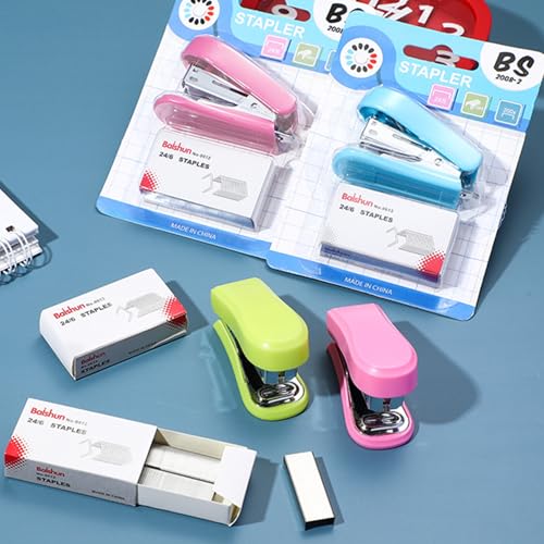 Mini agrafeuse de bureau BoAn capacité 20 feuilles rose vert - 6
