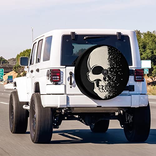 Image of Delerain Spare Tire Cover with Backup Camera Hole Fashion Skull Wheel Covers Sun Protection Waterproof for Jeep Truck RV Trailer SUV and Many Vehicle (14 Inch for Diameter 23 inch-27 inch)
