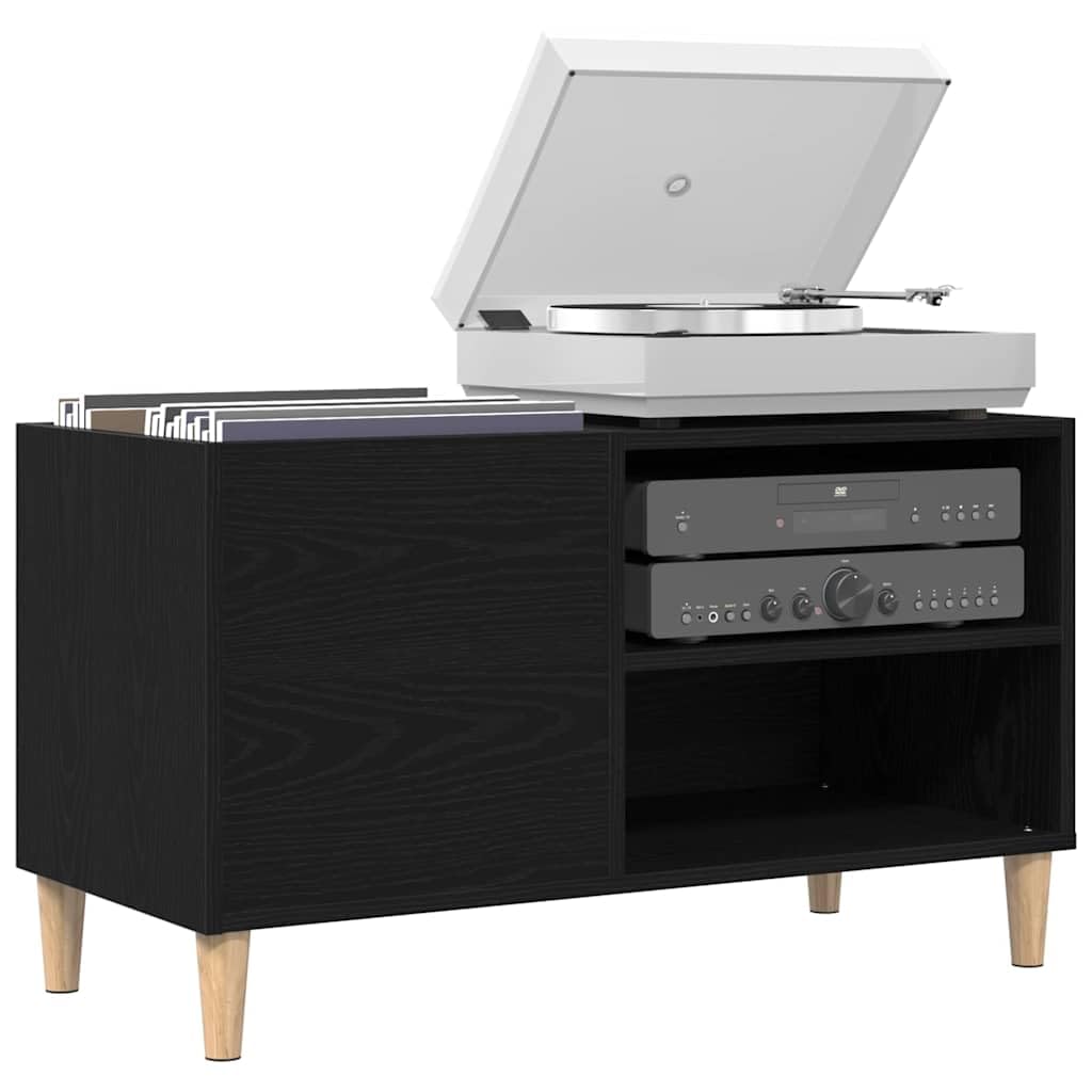 Mueble porta vinilos roble negro 84,5 x 38 x 48 cm | Diseño minimalista, elegante para salón, ideal para colección de vinilos