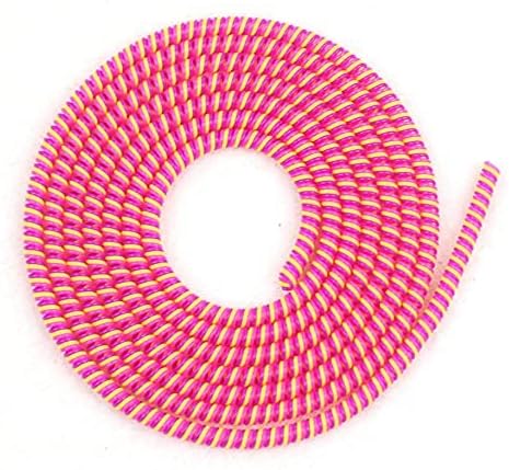 Redclip Ultimate Cable Protector | Spiral Triple Colour 1.5 Meter / 150 cm | Plastic Cord Wire Charger Winder for iPhone and Android Charging Cables (Pink White)