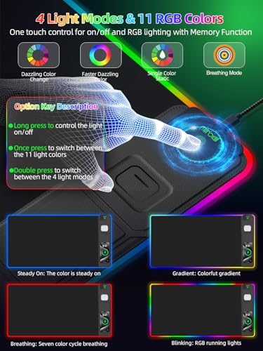 Image of Mouse Pad with Foldable Phone Holder & Wireless Charger, XXL RGB Gaming Mousepad 31.5 inchx15.8 inch Large Desk Mat for Keyboard, Black Desk Pad with Dual Qi Charging Station | 11 Colors 5 Modes | Waterproof