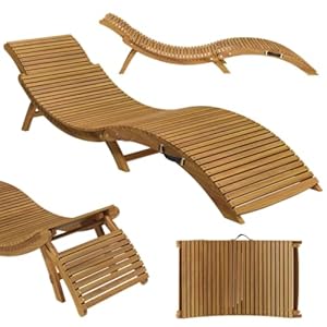 STEELSØN Gartenliege Ophira aus Holz, klappbare Sonnenliege, Holzliege wasserfest, Saunaliege mit Verstellbarer Kopfstütze, Akazienholz geölt, bis 200 kg belastbar