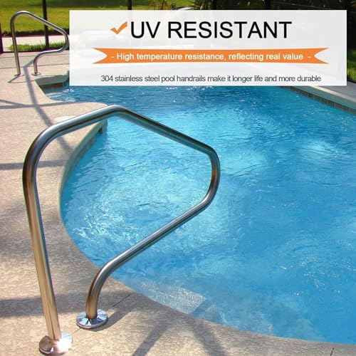 Barandal para piscina de acero inoxidable 80 cm plateado miniatura 4